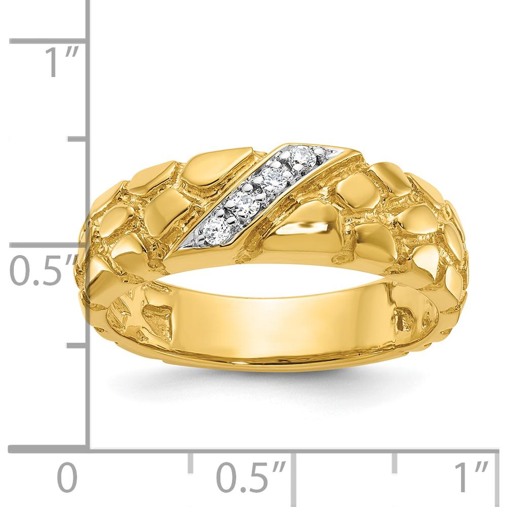 14K Yellow Gold Men's Nugget Ring with Diamond Accents - 0.12 Carats Total Diamond Weight by IBGoodman