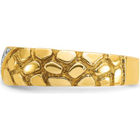 14K Yellow Gold Men's Nugget Ring with Diamond Accents - 0.12 Carats Total Diamond Weight by IBGoodman