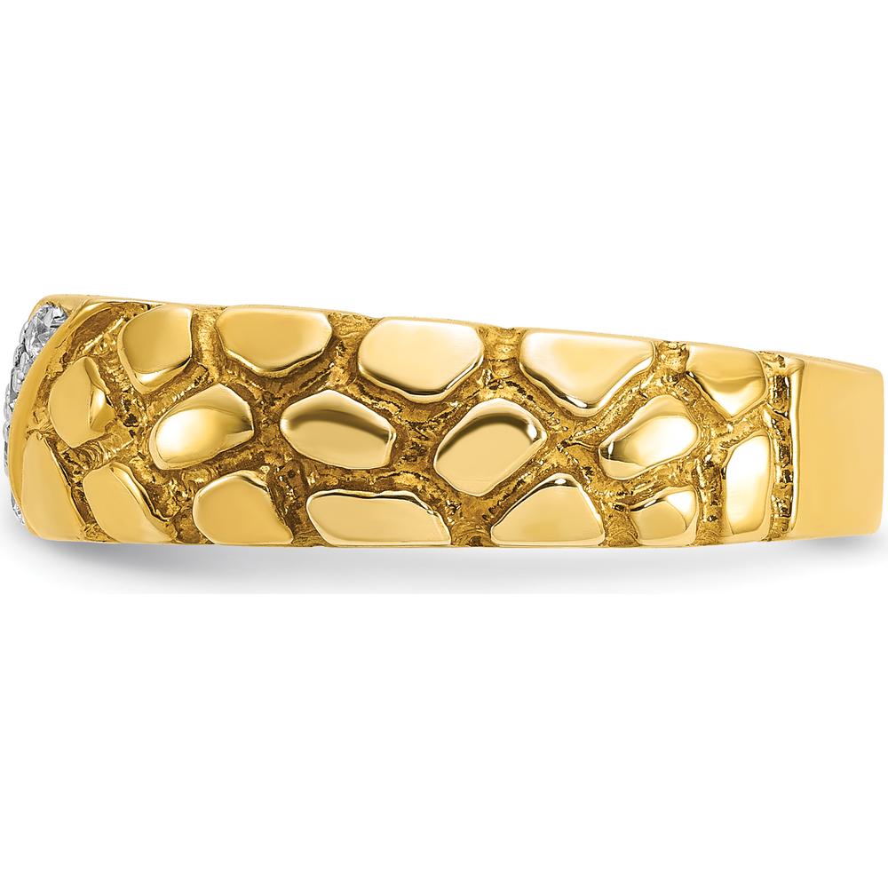 14K Yellow Gold Men's Nugget Ring with Diamond Accents - 0.12 Carats Total Diamond Weight by IBGoodman