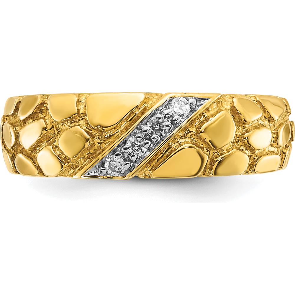 14K Yellow Gold Men's Nugget Ring with Diamond Accents - 0.12 Carats Total Diamond Weight by IBGoodman