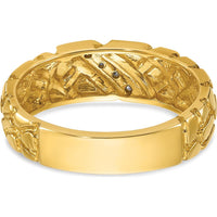14K Yellow Gold Men's Nugget Ring with Diamond Accents - 0.12 Carats Total Diamond Weight by IBGoodman