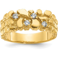 14K Yellow Gold Men's Nugget Ring with Diamond Accents - 0.15 Carats Total Diamond Weight by IBGoodman