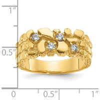 14K Yellow Gold Men's Nugget Ring with Diamond Accents - 0.15 Carats Total Diamond Weight by IBGoodman