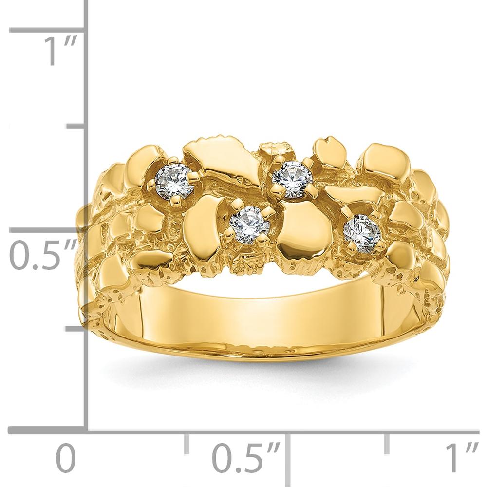 14K Yellow Gold Men's Nugget Ring with Diamond Accents - 0.15 Carats Total Diamond Weight by IBGoodman