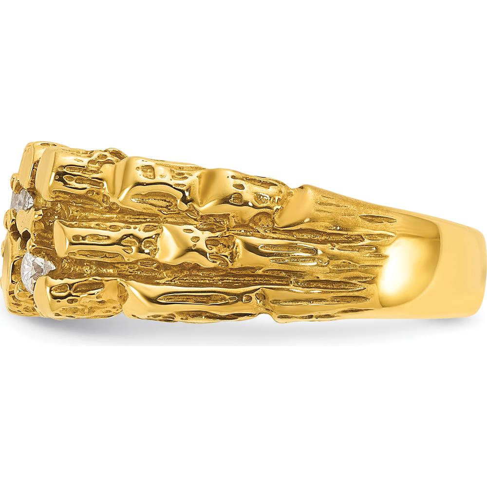 14K Yellow Gold Men's Nugget Ring with Diamond Accents - 0.15 Carats Total Diamond Weight by IBGoodman