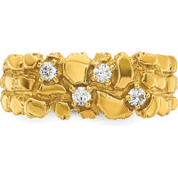 14K Yellow Gold Men's Nugget Ring with Diamond Accents - 0.15 Carats Total Diamond Weight by IBGoodman