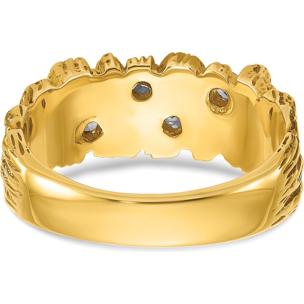 14K Yellow Gold Men's Nugget Ring with Diamond Accents - 0.15 Carats Total Diamond Weight by IBGoodman