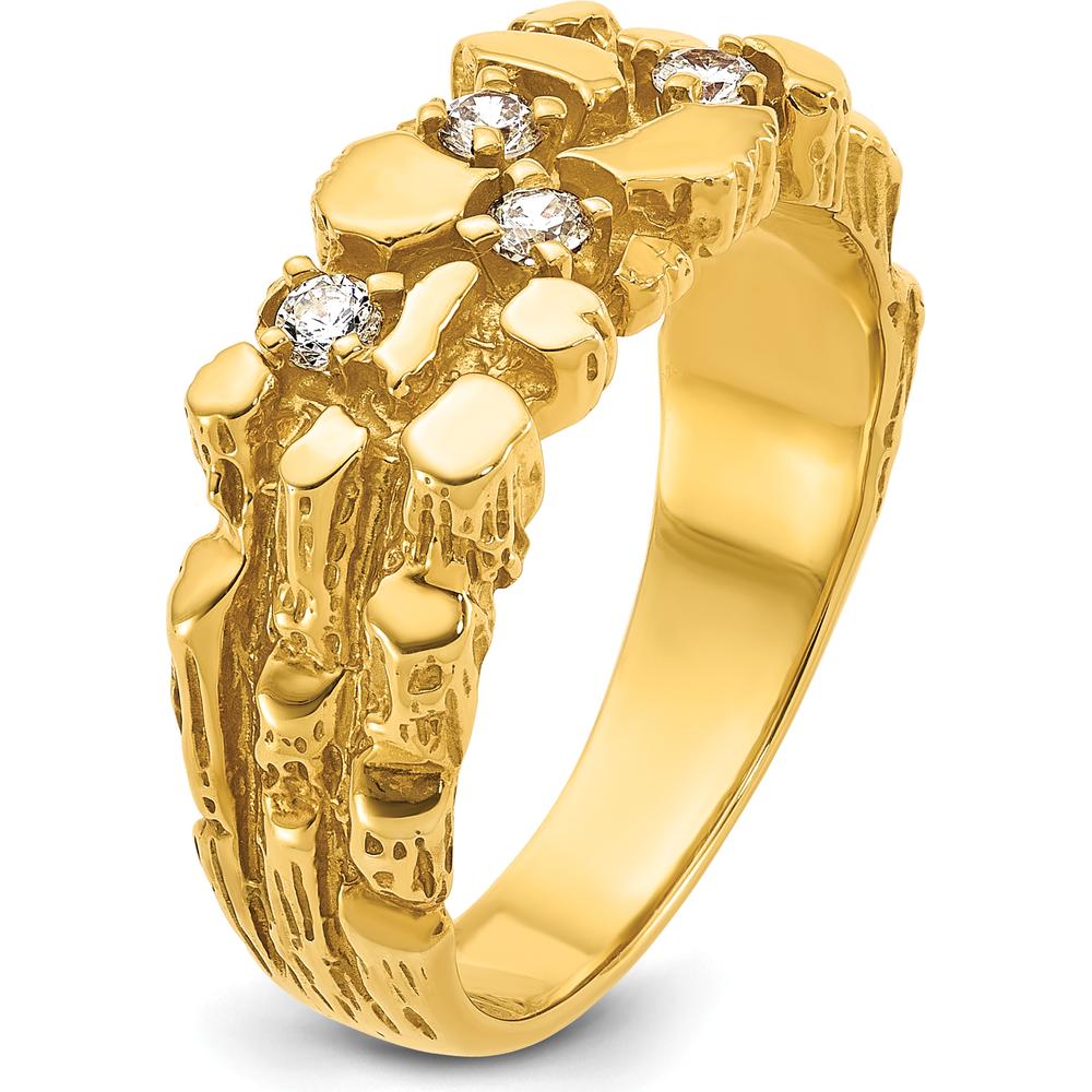 14K Yellow Gold Men's Nugget Ring with Diamond Accents - 0.15 Carats Total Diamond Weight by IBGoodman