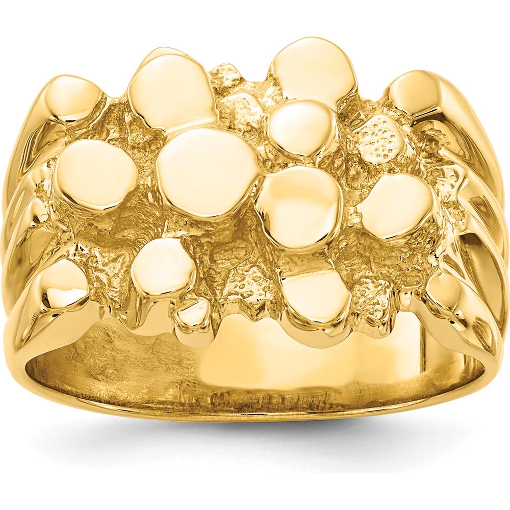 14K Yellow Gold Men's Nugget Ring with Polished Finish and Tapered Band by IBGoodman