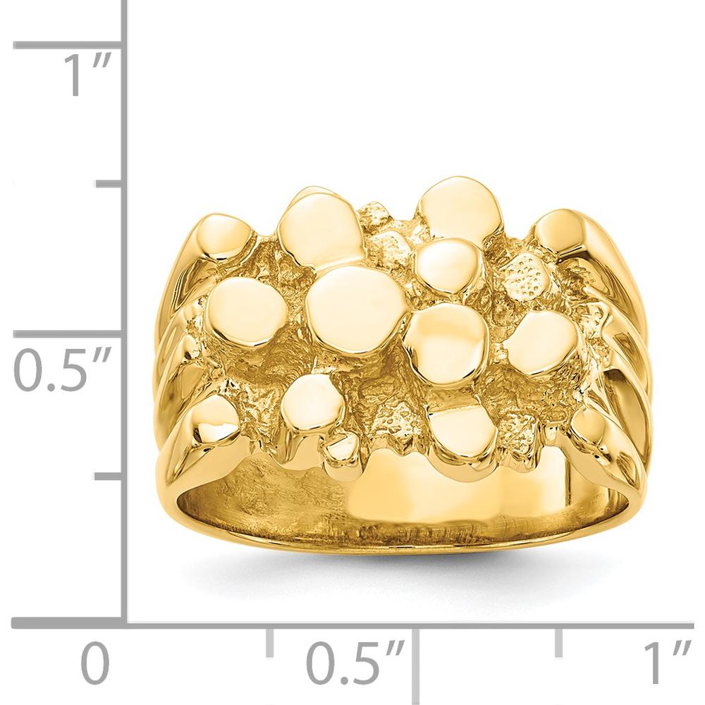 14K Yellow Gold Men's Nugget Ring with Polished Finish and Tapered Band by IBGoodman