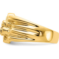 14K Yellow Gold Men's Nugget Ring with Polished Finish and Tapered Band by IBGoodman