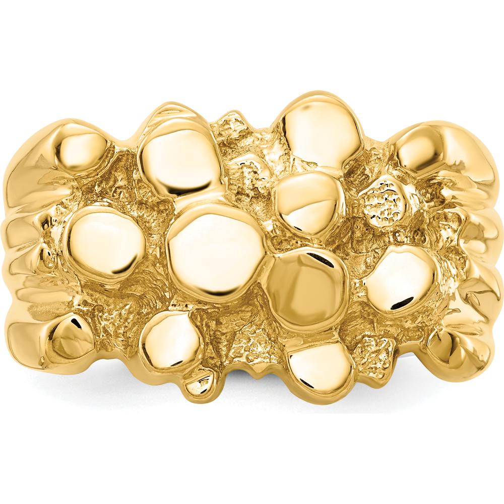 14K Yellow Gold Men's Nugget Ring with Polished Finish and Tapered Band by IBGoodman