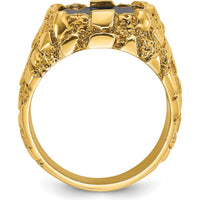 14K Yellow Gold Men's Nugget Ring with Square-Cut Onyx Stone by IBGoodman