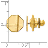 14K Yellow Gold Men's Octagon Tie Tac with Line Design - Polished Finish by Oro Pregiato