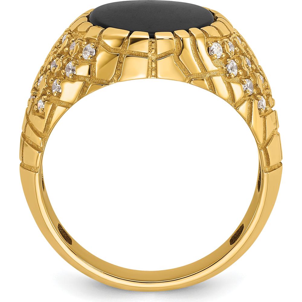14K Yellow Gold Men's Onyx and 1/2 Carat Diamond Nugget Ring by IBGoodman