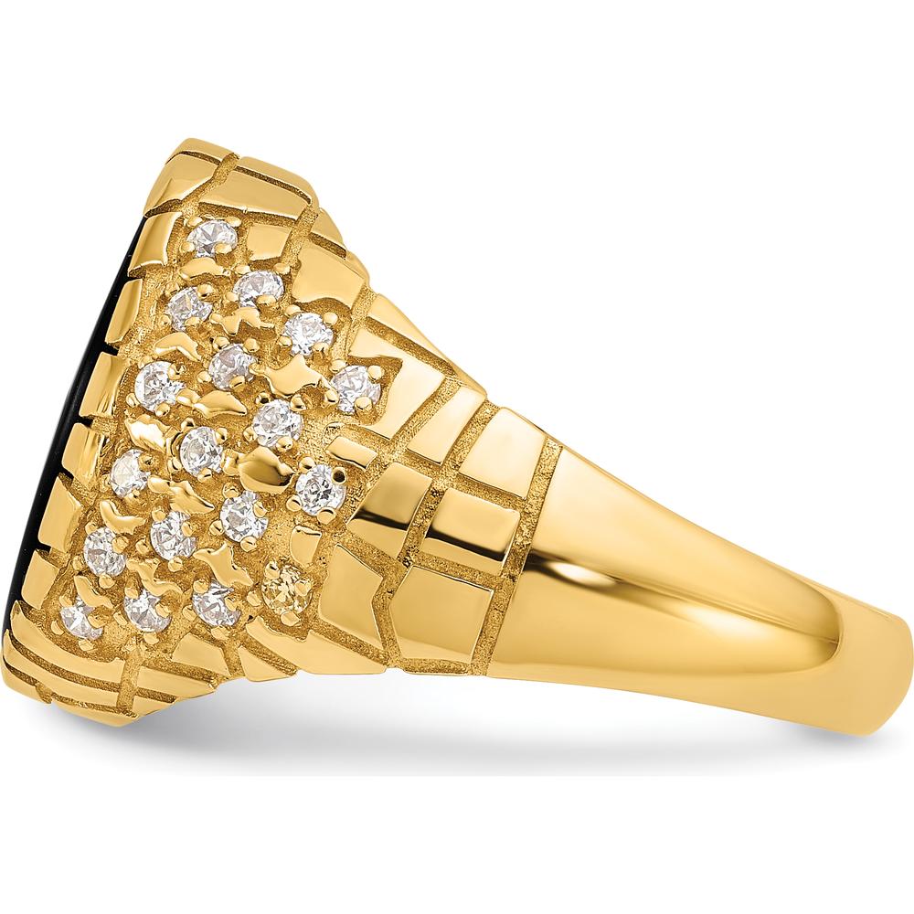 14K Yellow Gold Men's Onyx and 1/2 Carat Diamond Nugget Ring by IBGoodman