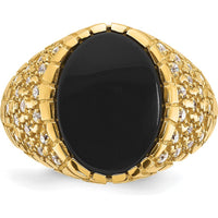 14K Yellow Gold Men's Onyx and 1/2 Carat Diamond Nugget Ring by IBGoodman
