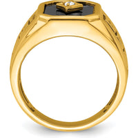 14K Yellow Gold Men's Onyx and Diamond Greek Key Ring - 3.61 Carat Total Weight by 0