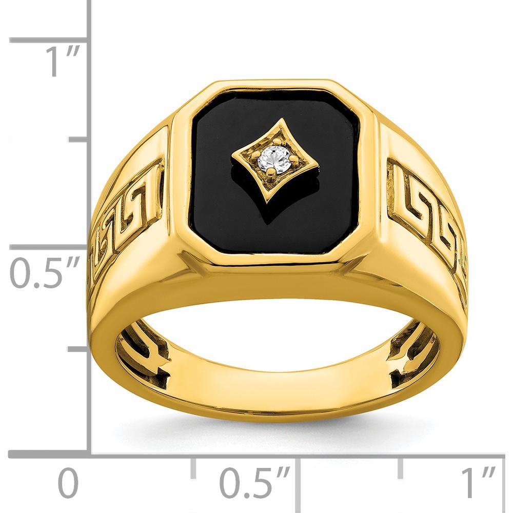 14K Yellow Gold Men's Onyx and Diamond Greek Key Ring - 3.61 Carat Total Weight by 0