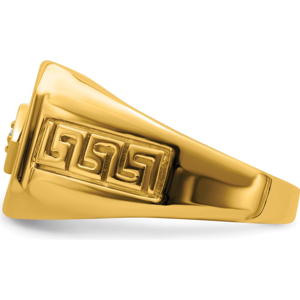 14K Yellow Gold Men's Onyx and Diamond Greek Key Ring - 3.61 Carat Total Weight by 0