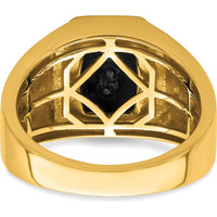 14K Yellow Gold Men's Onyx and Diamond Greek Key Ring - 3.61 Carat Total Weight by 0