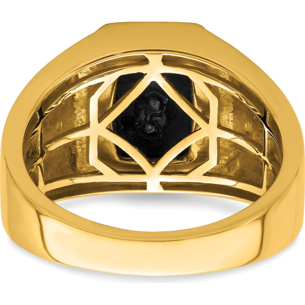 14K Yellow Gold Men's Onyx and Diamond Greek Key Ring - 3.61 Carat Total Weight by 0