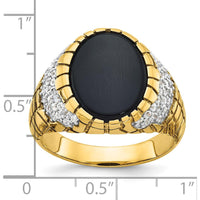 14K Yellow Gold Men's Onyx and Diamond Nugget Ring - 7/8 Carat Total Diamond Weight by IBGoodman