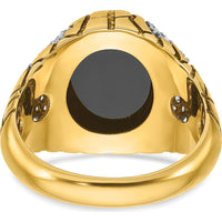 14K Yellow Gold Men's Onyx and Diamond Nugget Ring - 7/8 Carat Total Diamond Weight by IBGoodman