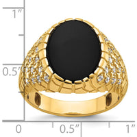 14K Yellow Gold Men's Onyx and Diamond Nugget Ring - Luxury Statement Design by IBGoodman