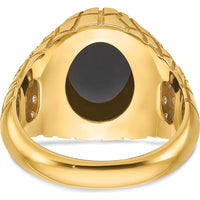 14K Yellow Gold Men's Onyx and Diamond Nugget Ring - Luxury Statement Design by IBGoodman