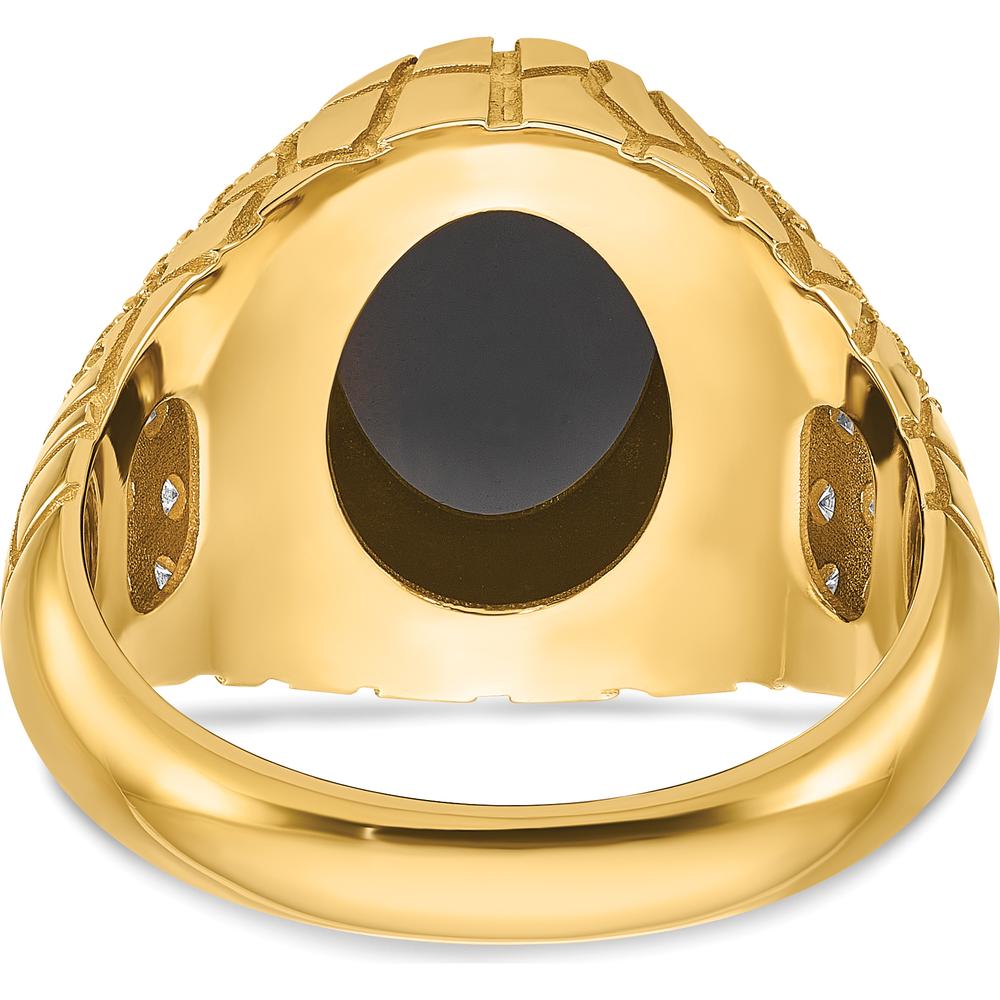 14K Yellow Gold Men's Onyx and Diamond Nugget Ring - Luxury Statement Design by IBGoodman