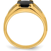14K Yellow Gold Men's Onyx and Diamond Ring with 6 Round Diamonds - 0.06 Carat Total Diamond Weight by Monteluci Fine Jewelry
