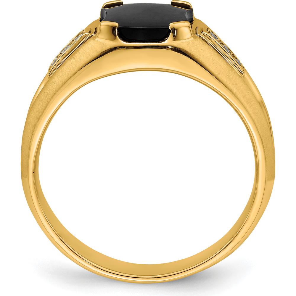 14K Yellow Gold Men's Onyx and Diamond Ring with 6 Round Diamonds - 0.06 Carat Total Diamond Weight by Monteluci Fine Jewelry