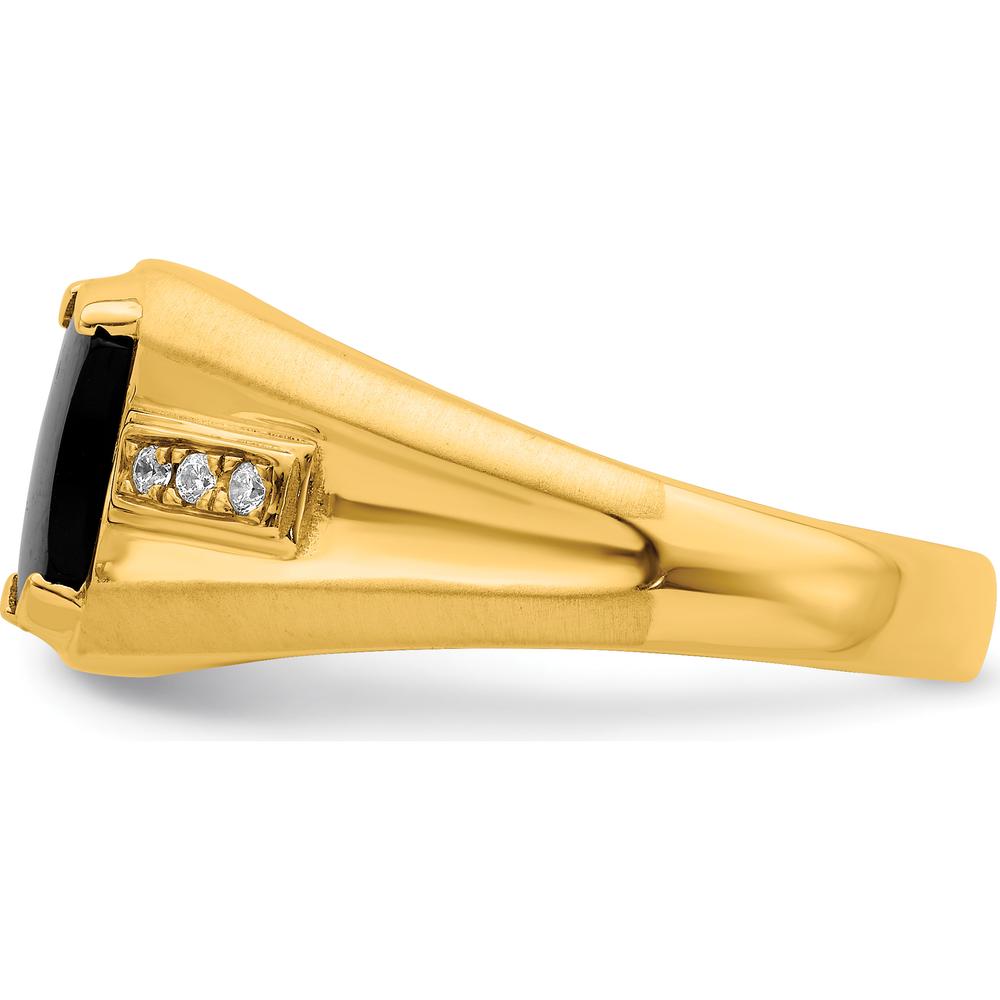 14K Yellow Gold Men's Onyx and Diamond Ring with 6 Round Diamonds - 0.06 Carat Total Diamond Weight by Monteluci Fine Jewelry