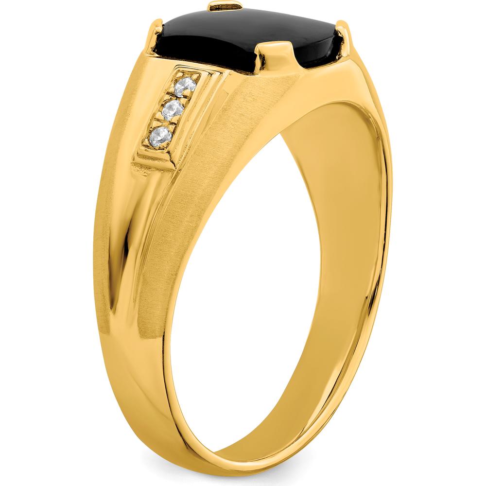 14K Yellow Gold Men's Onyx and Diamond Ring with 6 Round Diamonds - 0.06 Carat Total Diamond Weight by Monteluci Fine Jewelry