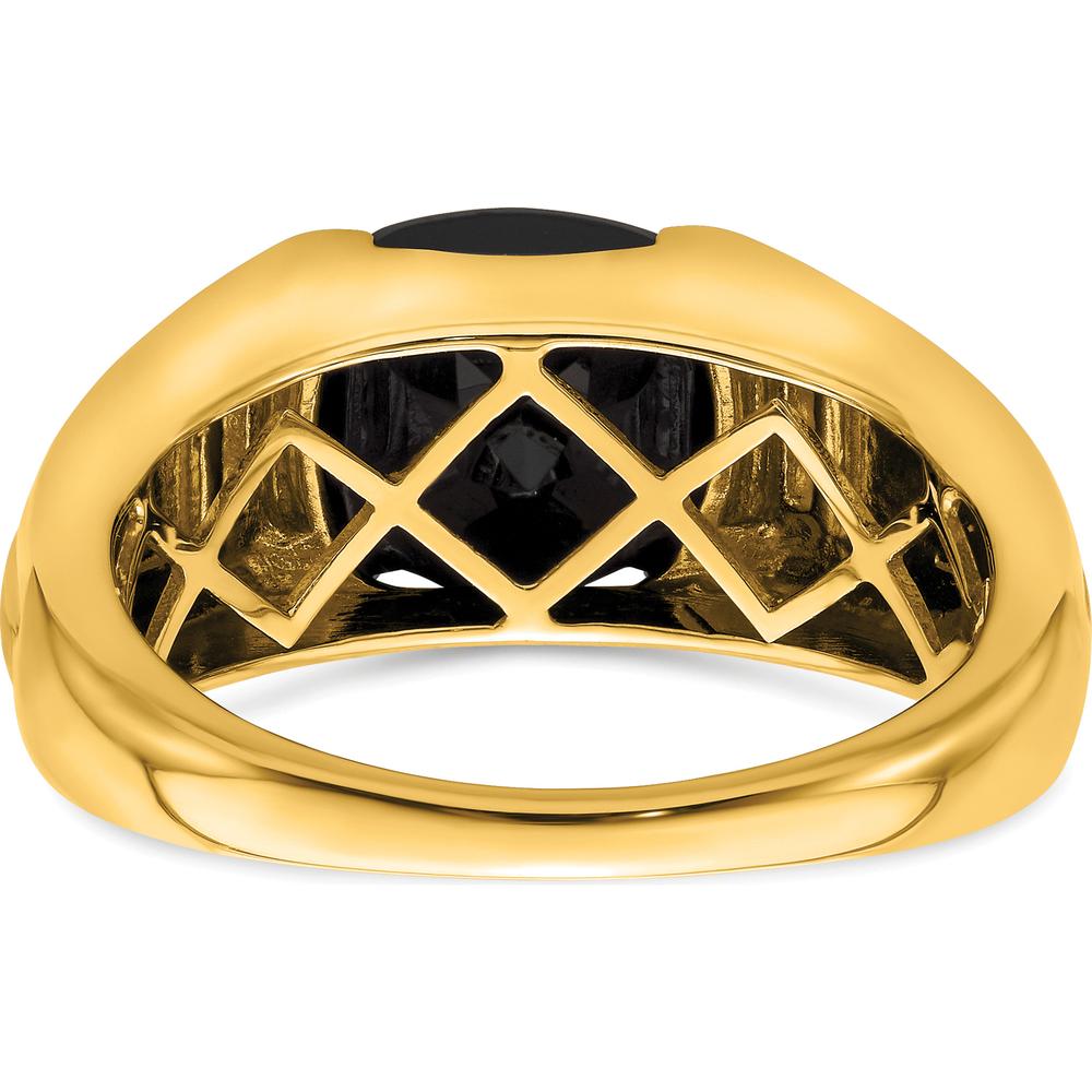 14K Yellow Gold Men's Onyx and Diamond Ring with Cushion Cut Onyx and Round Diamonds - 0.015 Carat Total Diamond Weight by 0