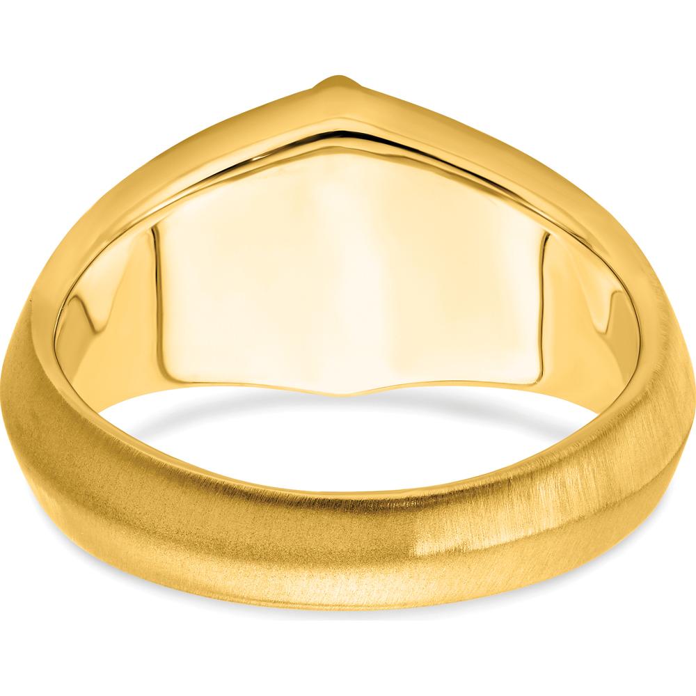 14K Yellow Gold Men's Onyx and Diamond Satin Finish Ring with Princess-Cut Onyx and Round Diamonds - 1.6 Carat Onyx, 0.03 Carat Diamond by 0