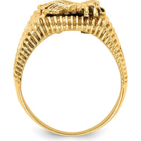 14K Yellow Gold Men's Onyx Eagle Ring with Cabochon Cut Onyx - 13x11mm by Lumare Gioia