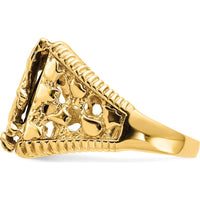 14K Yellow Gold Men's Onyx Eagle Ring with Cabochon Cut Onyx - 13x11mm by Lumare Gioia