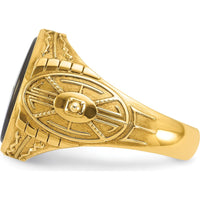 14K Yellow Gold Men's Onyx Oval Ring with Round Diamonds - 0.05 Carats Total Diamond Weight by IBGoodman