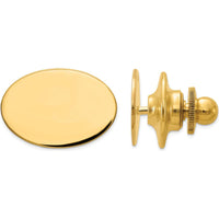14K Yellow Gold Men's Oval Tie Tac - Polished Finish, Engravable by 0