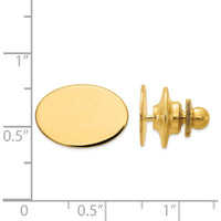14K Yellow Gold Men's Oval Tie Tac - Polished Finish, Engravable by 0
