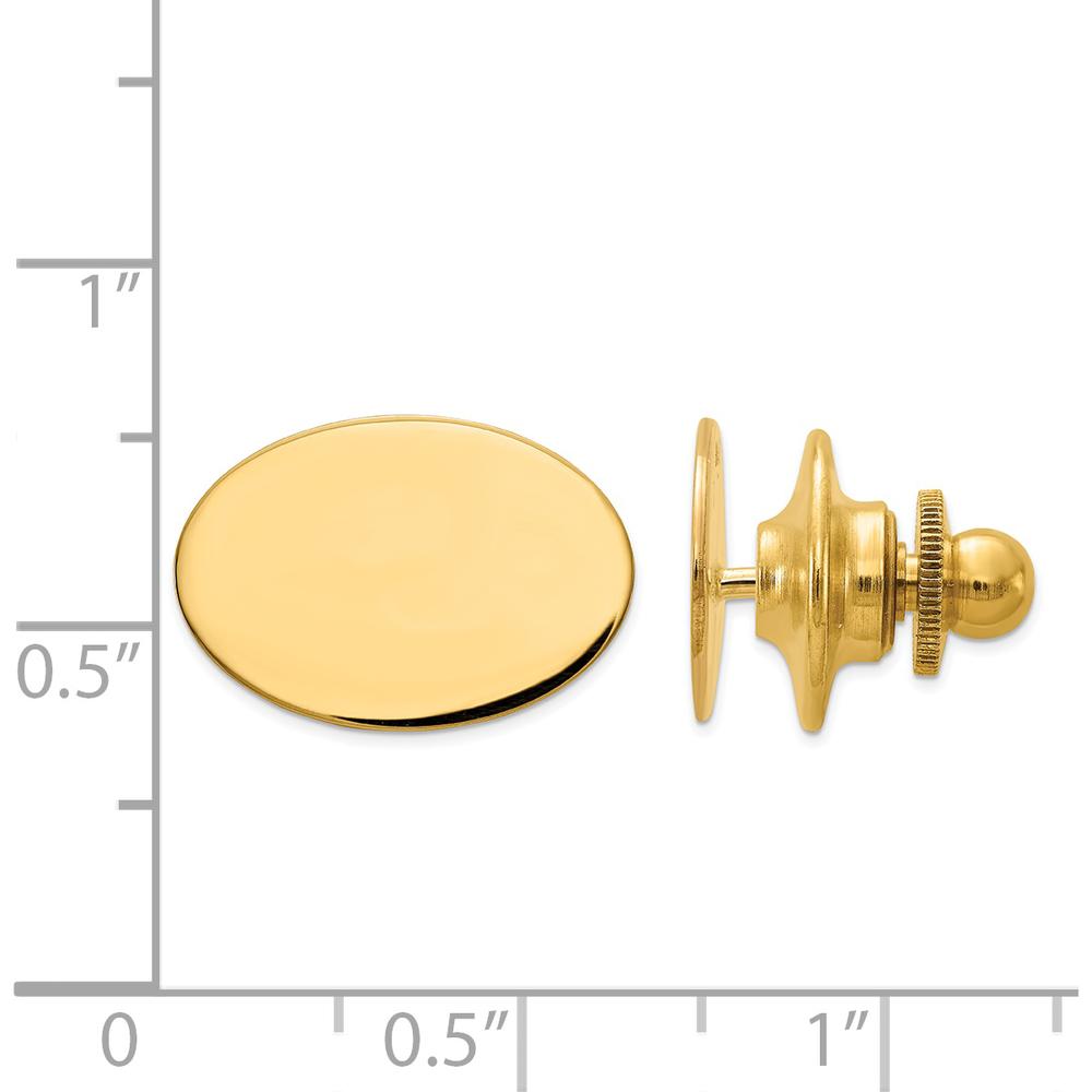 14K Yellow Gold Men's Oval Tie Tac - Polished Finish, Engravable by 0