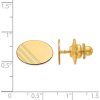 14K Yellow Gold Men's Oval Tie Tac with Grooved Line Design - Polished Finish by 0