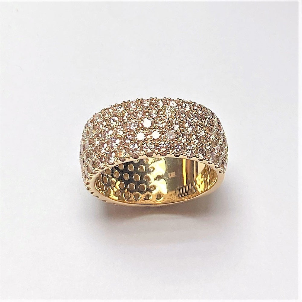 14K Yellow Gold Men's Pavé Set Round Diamond Band - 4.46 Carat Total Diamond Weight by Auriventus