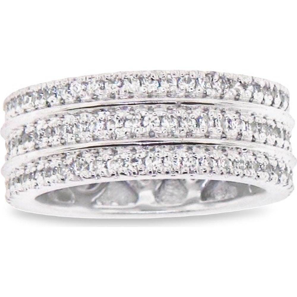 14K Yellow Gold Men's Pavé Set Round Diamond Wide Triple Row Band - 1.85 Carat Total Diamond Weight by Auriventus
