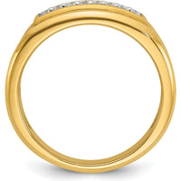 14K Yellow Gold Men's Polished 2-Row Diamond Ring with 1/3 Carat Total Diamond Weight by IBGoodman