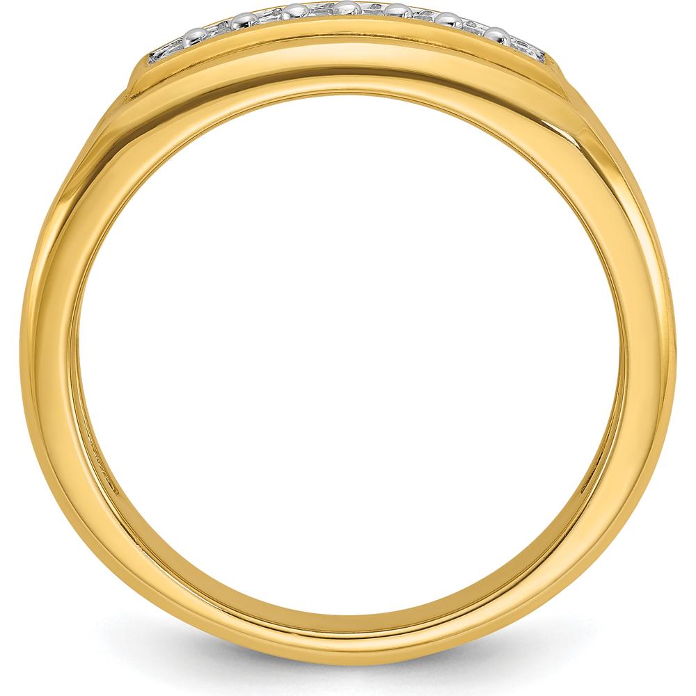 14K Yellow Gold Men's Polished 2-Row Diamond Ring with 1/3 Carat Total Diamond Weight by IBGoodman