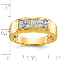 14K Yellow Gold Men's Polished 2-Row Diamond Ring with 1/3 Carat Total Diamond Weight by IBGoodman