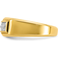14K Yellow Gold Men's Polished 2-Row Diamond Ring with 1/3 Carat Total Diamond Weight by IBGoodman